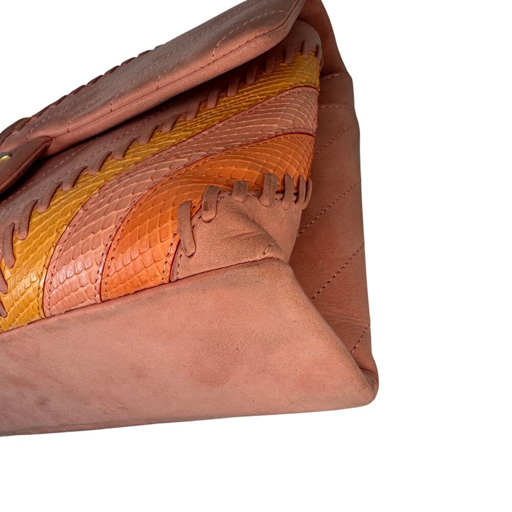 Chanel Patchwork Flap Bag Pink CC Snakeskin Paris-Cuba Medium Iridescent Chevron - Picture 15 of 16